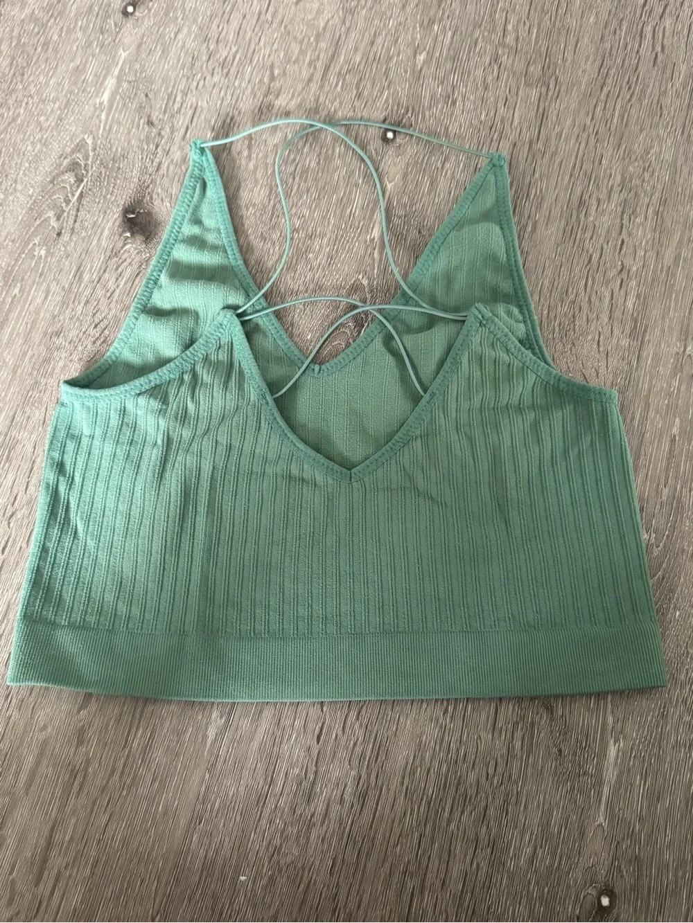 LA Hearts Green Ribbed Cami Tank Top Strappy Size S